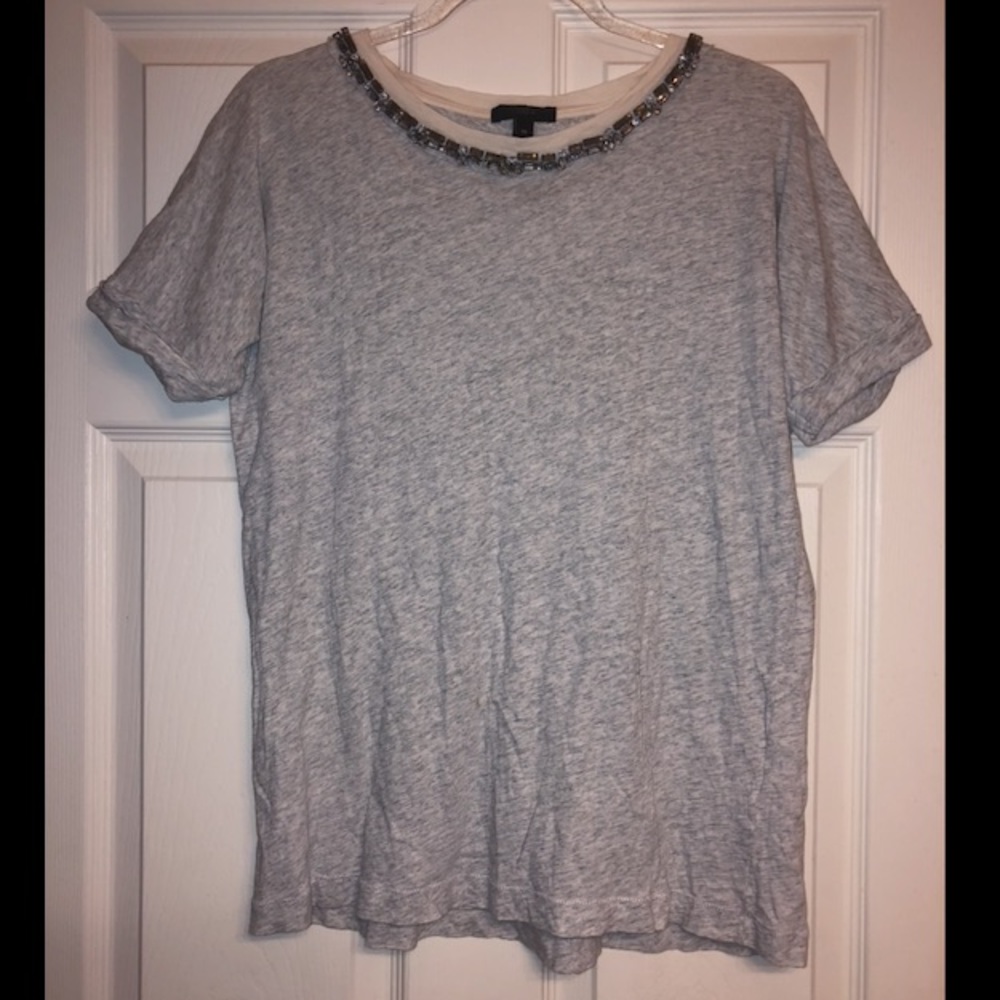 J. Crew heathered gray rhinestone t-shirt